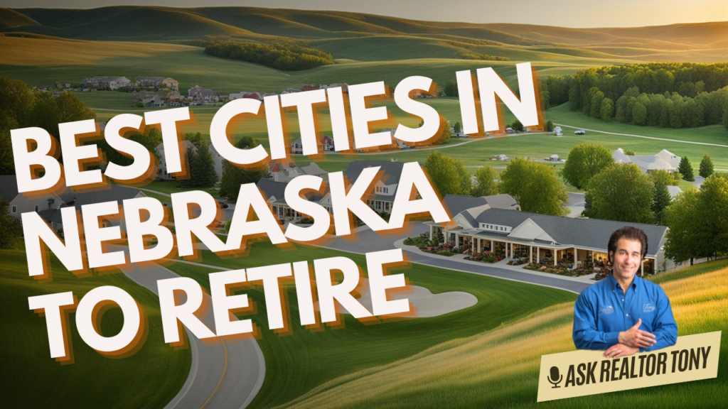 best cities in Nebraska to retire. Open prairies with rolling hills and beautiful homes at sunrise.