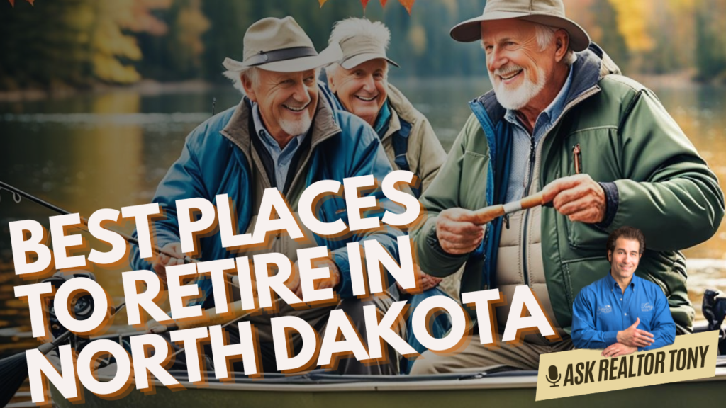 best places to retire in North Dakota ask realtor tony. 3 senior men on a lake in a small boat fishing. Smiling and having a great time