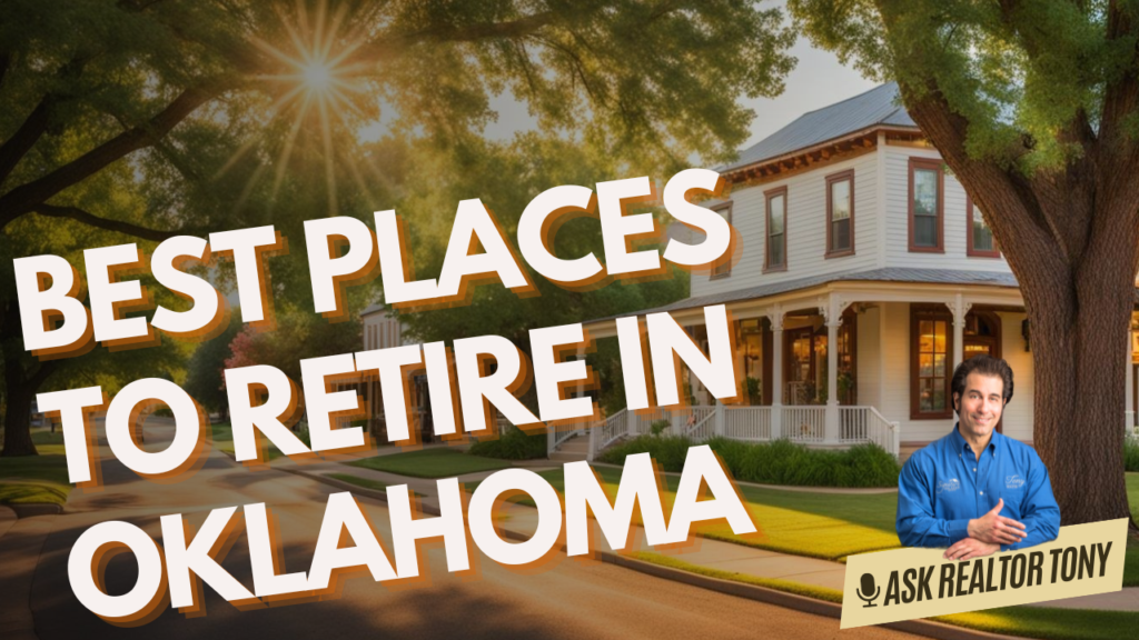 best places to retire in oklahoma. Ask Realtor Tony. Suburban neighborhood. Sunny day with the sun shining through the trees