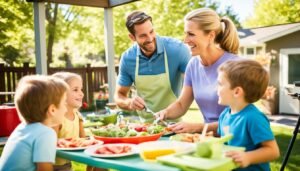 reno vs las vegas, where is the best place to live? family of 5 enjoys backyard picnic