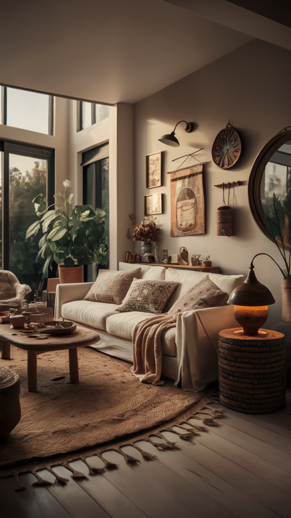 Boho Minimalist Living Room Cozy and Inviting