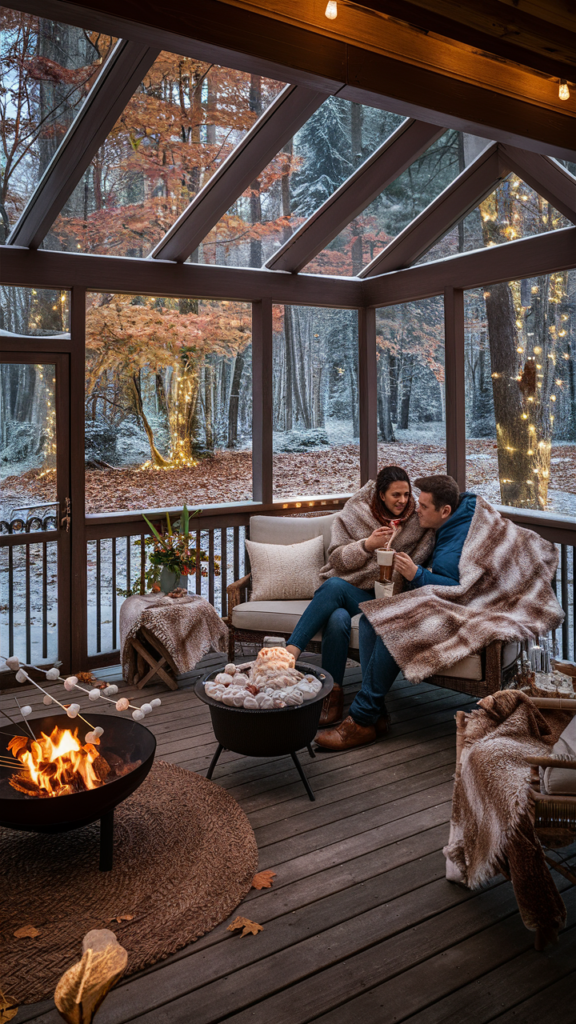 cozy screened in deck for all seasons