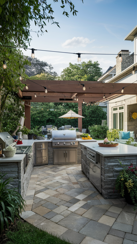 efficient outdoor kitchen for family get togethers