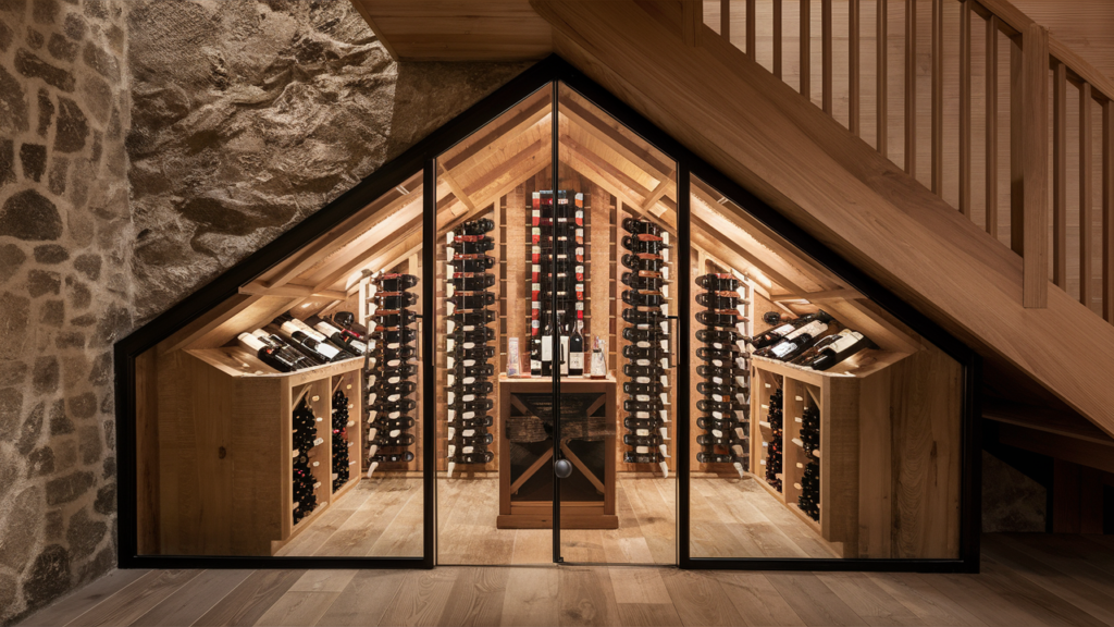 a stunning wine cellar encased in glass